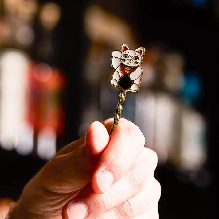 LUCKY CAT BARSPOON GOLD-PLATED / 29.5cm Cocktail Kingdon.