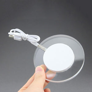 Posavasos LED para bebidas, LAFEINA USB recargable luz hasta posavasos acrílico (redondo RGB)
