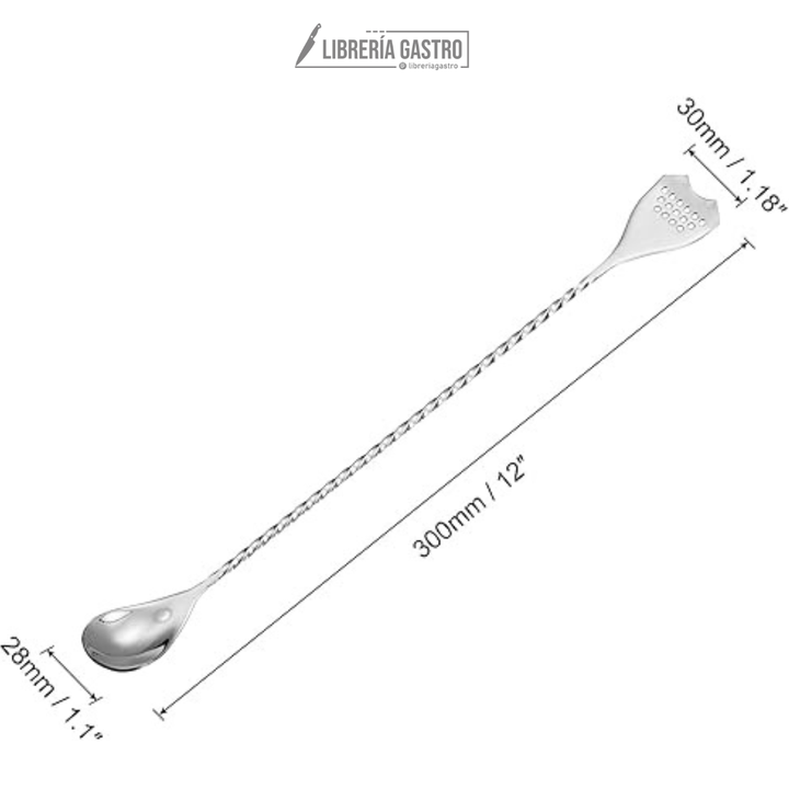 Cuchara de acero inoxidable 30 cm colador.
