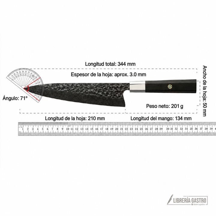 Cuchillo Chef #8 Obsidiana – Acero 440C