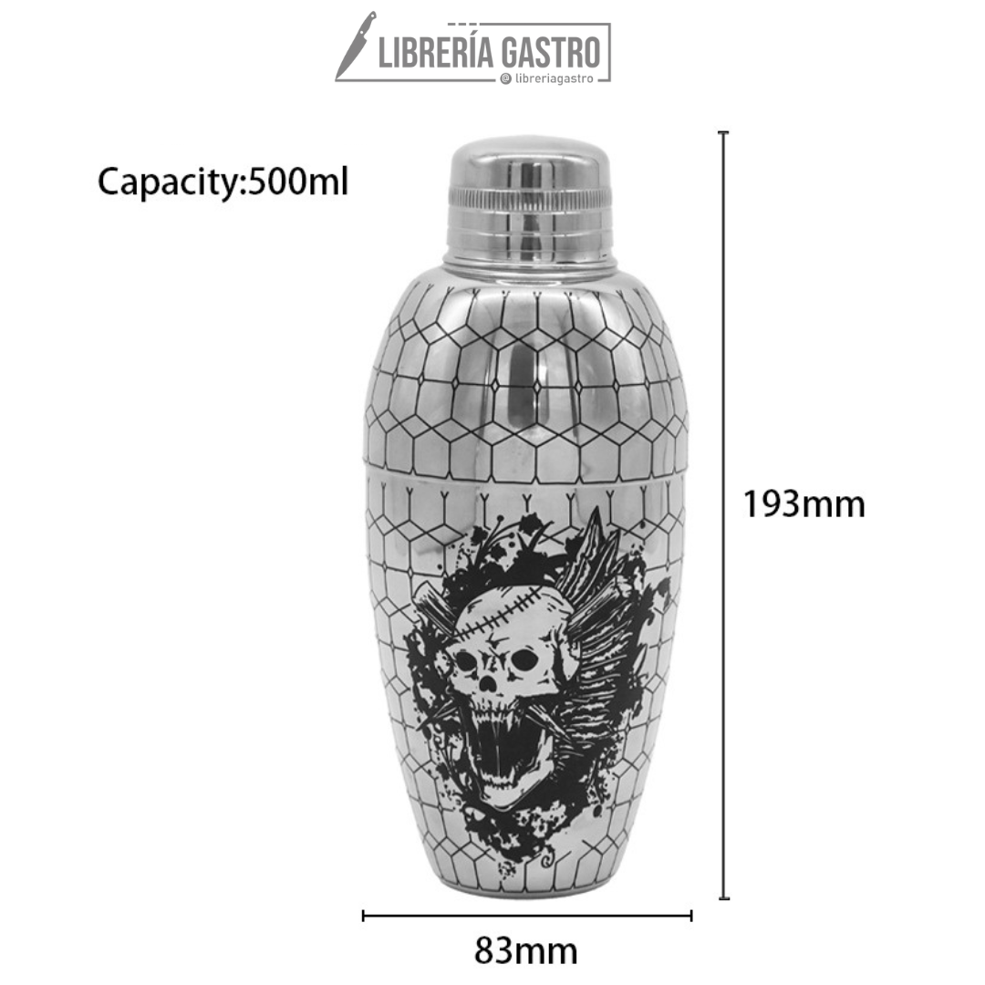 Coctelera Skull 3 Piezas Grabada 500ml