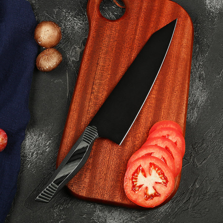 Cuchillo Kiritsuke negro mate #8, acero 440C con revestimiento de titanio invertido