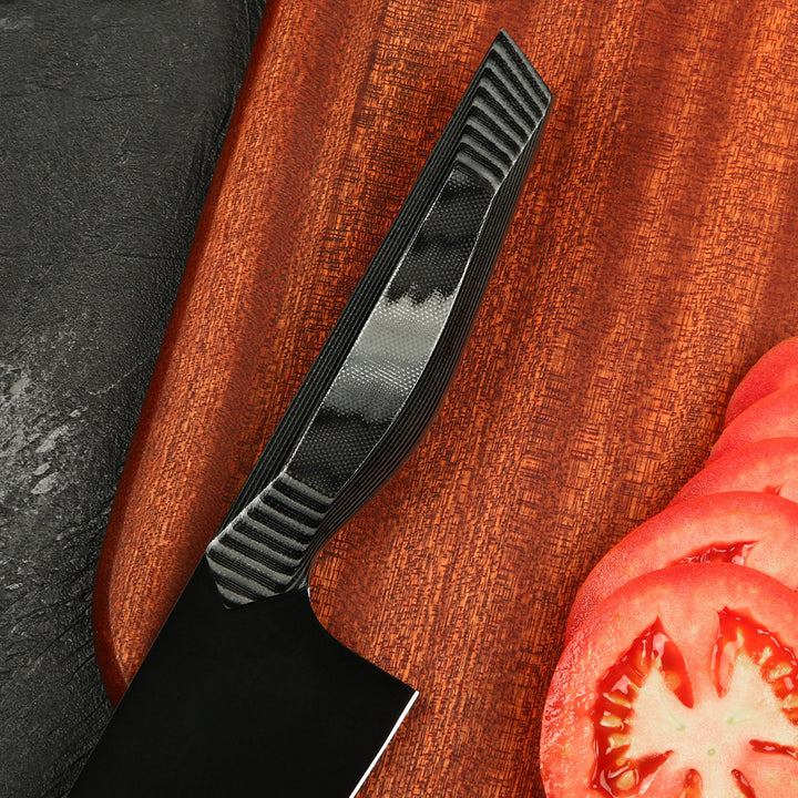 Cuchillo Kiritsuke negro mate #8, acero 440C con revestimiento de titanio invertido