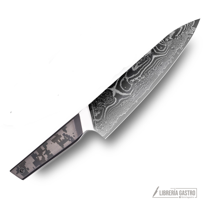 Cuchillo Chef #8 “Centinela” – Damasco 67 capas, núcleo 10Cr.