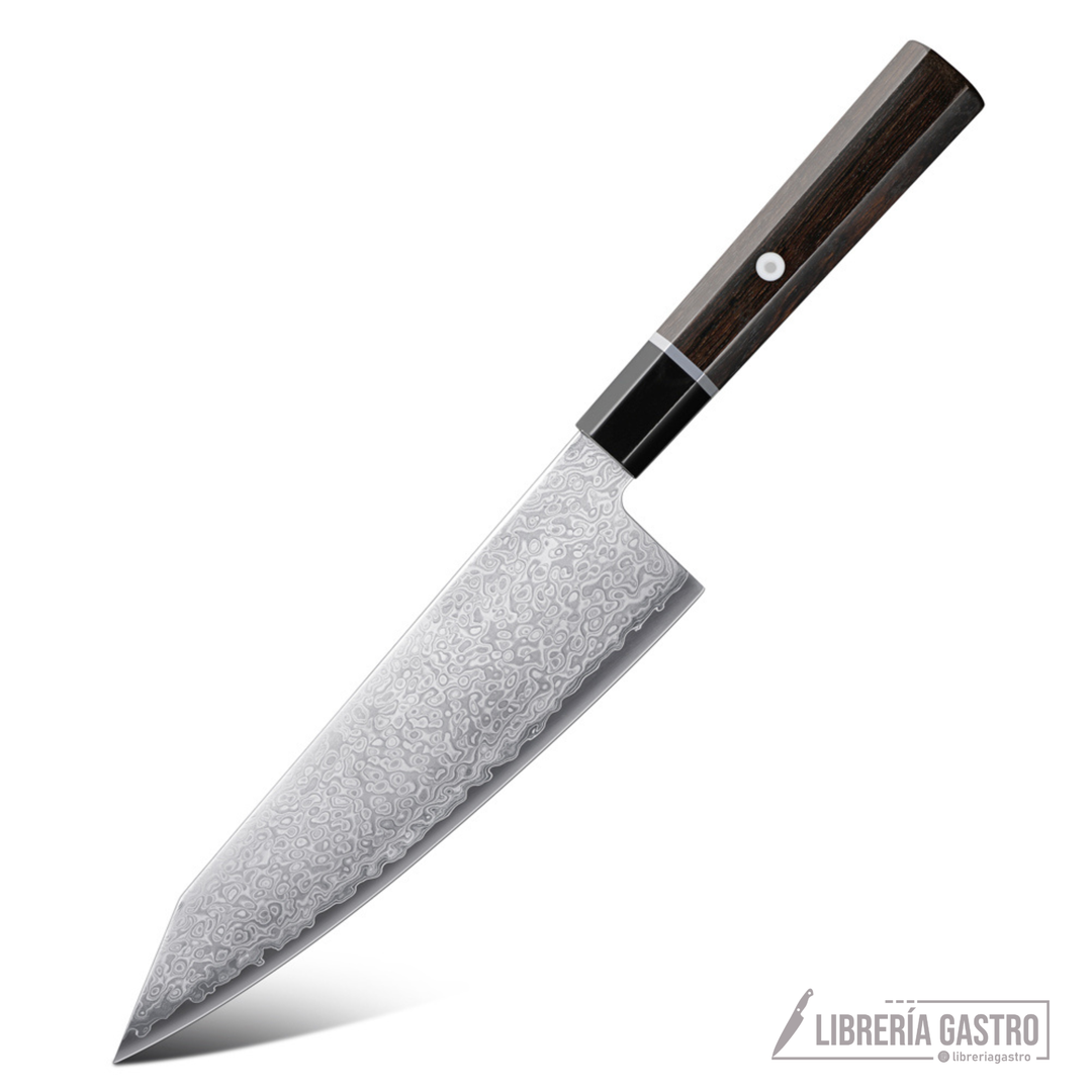 Cuchillo Kiritsuke #8 “Vórtice” – damasco de 61 capas Núcleo Japones Aogami Blue No. 2