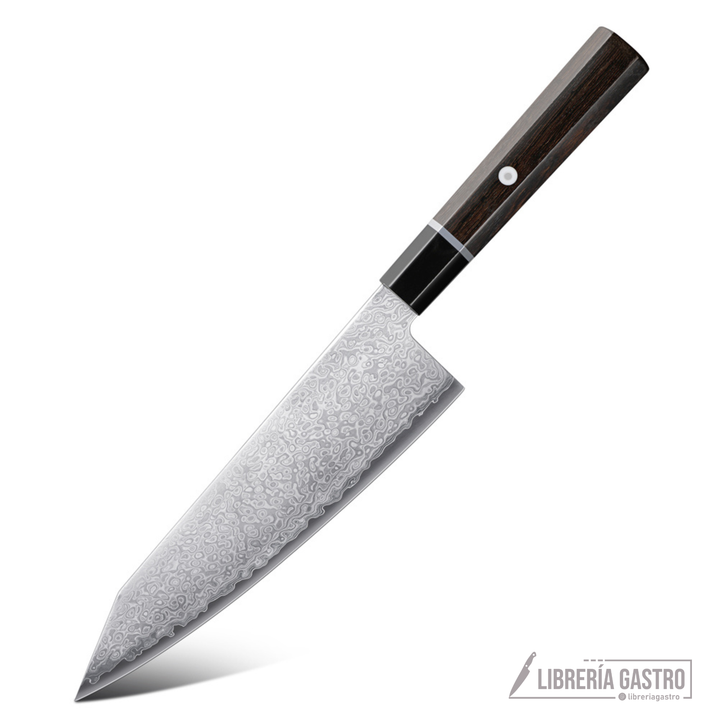 Cuchillo Kiritsuke #8 “Vórtice” – damasco de 61 capas Núcleo Japones Aogami Blue No. 2