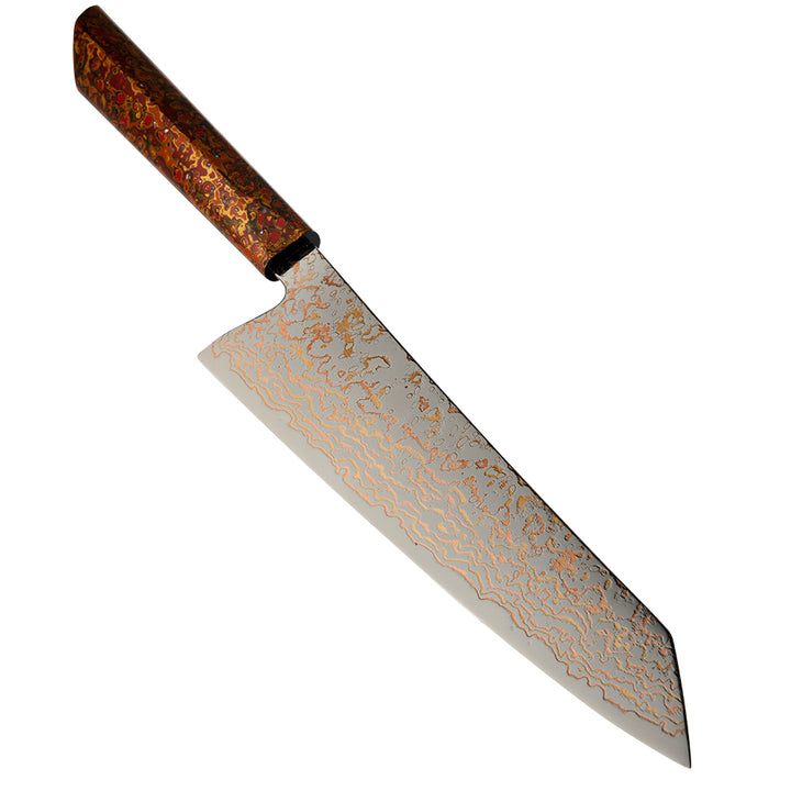 Cuchillo Kiritsuke #8 Japones, Acero damasco 37 capas de cobre VG10.
