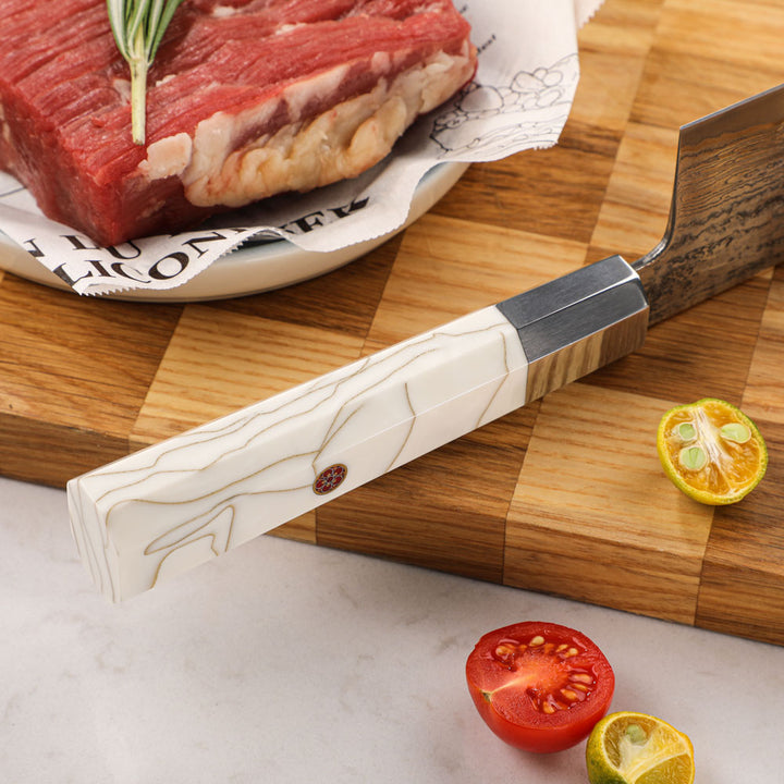 Cuchillo Chef #8 "ALBA" – Damasco de 67 Capas, núcleo 10Cr