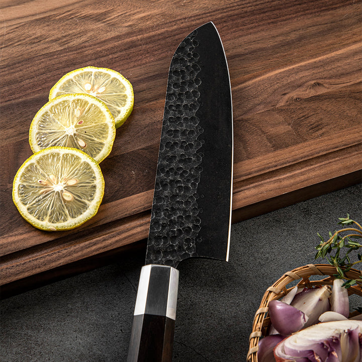 Cuchillo Santoku #7 Obsidiana – Acero 440C