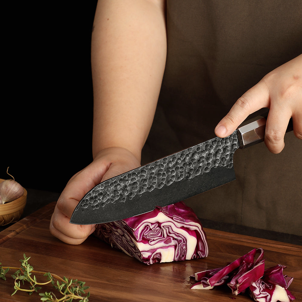 Cuchillo Santoku #7 Obsidiana – Acero 440C