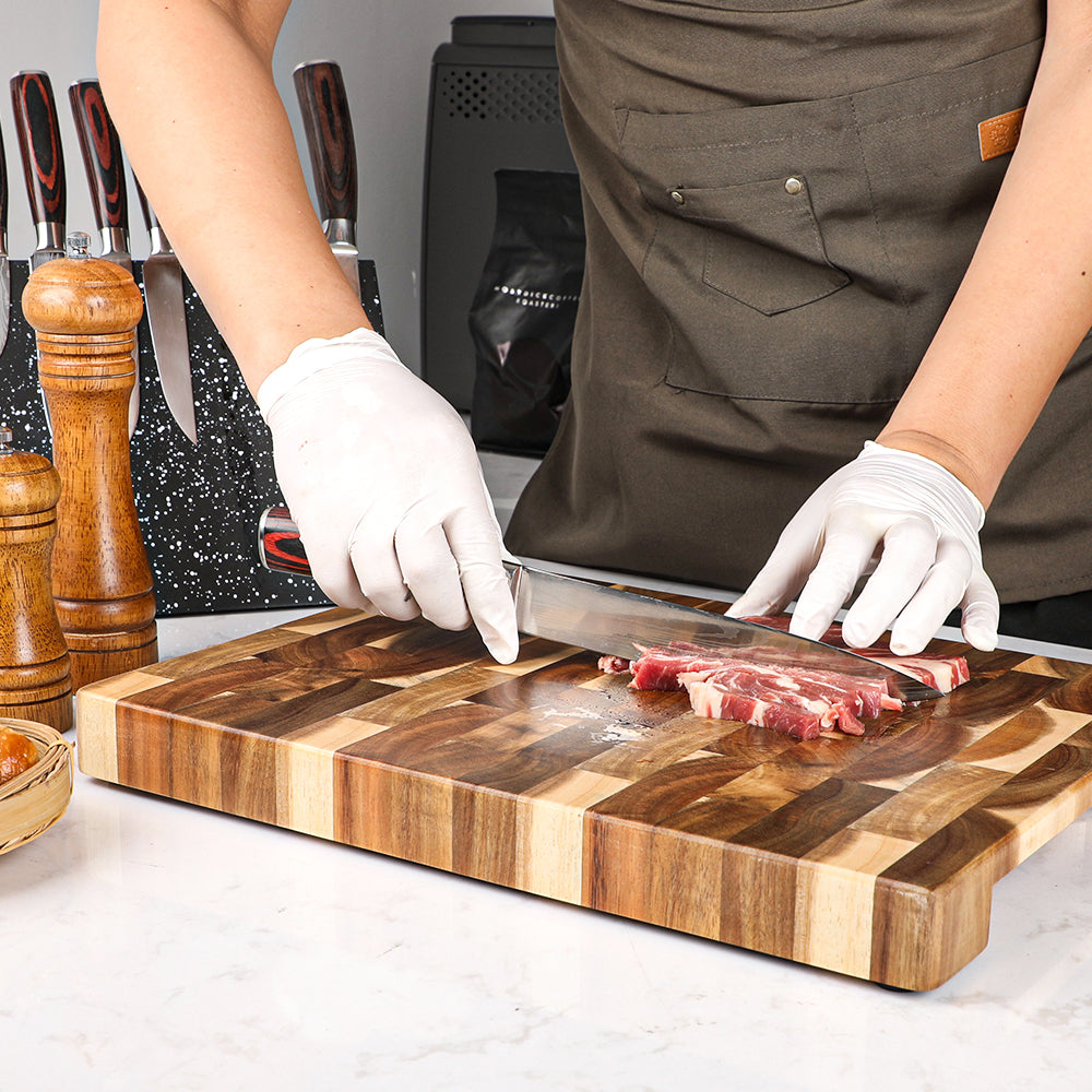 Tabla de Corte Profesional de Madera de Acacia – End Grain