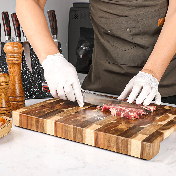Tabla de Corte Profesional de Madera de Acacia – End Grain
