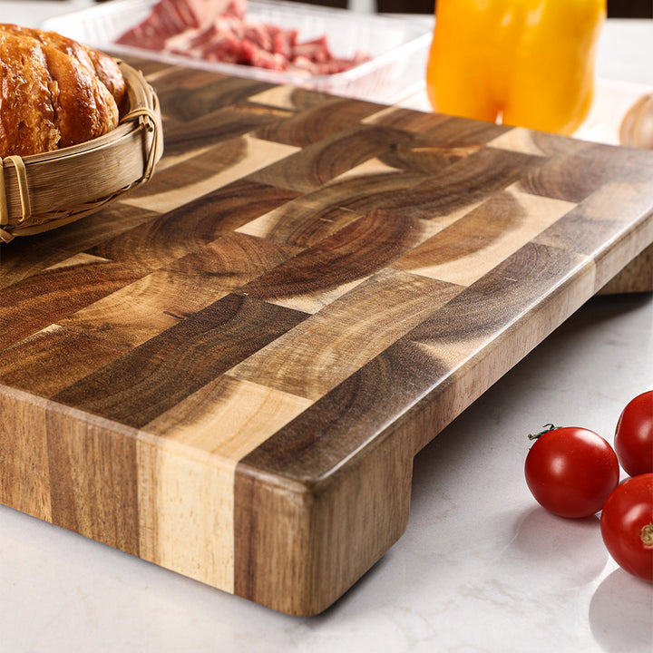 Tabla de Corte Profesional de Madera de Acacia – End Grain