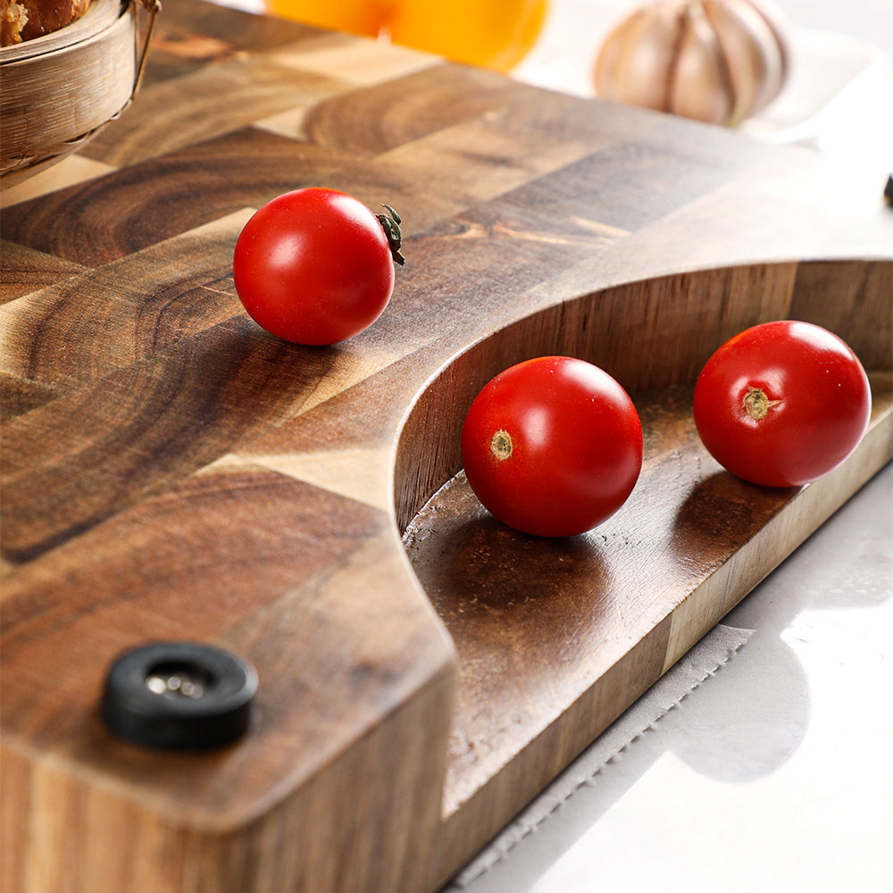 Tabla de Corte Profesional de Madera de Acacia – End Grain