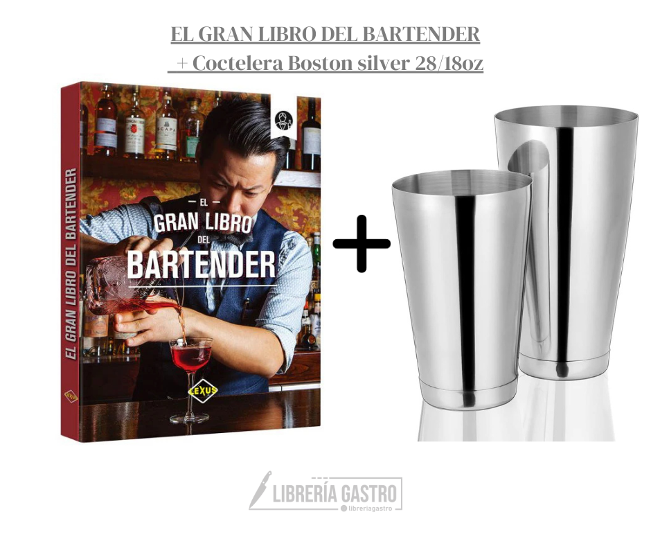 EL GRAN LIBRO DEL BARTENDER + Coctelera Boston silver 28/18oz