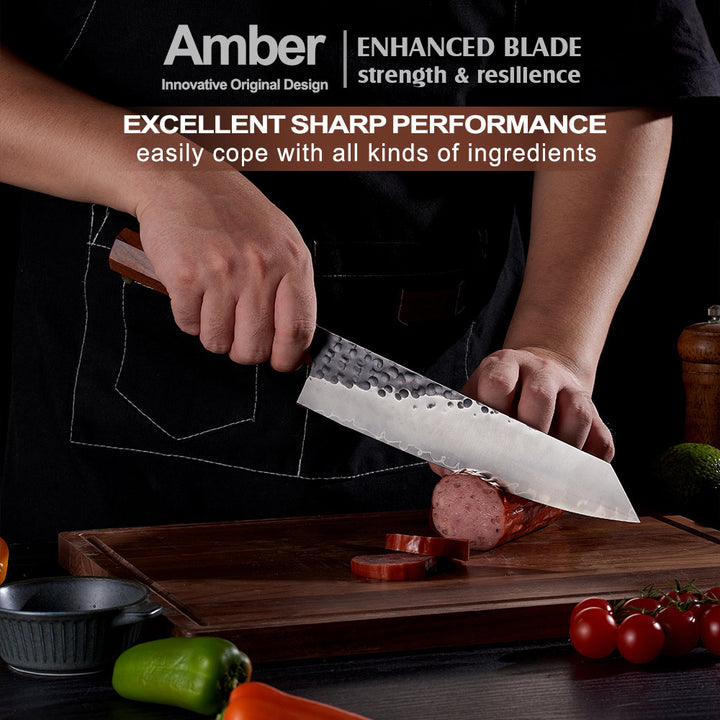 Cuchillo Kiritsuke #9, acero al carbono de tres capas AUS-10.