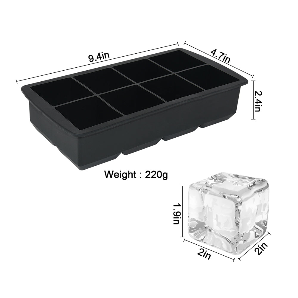 PACK Molde para hacer bolas de hielo / cubos de 8 cavidades y 2 pulgadas con tapa.