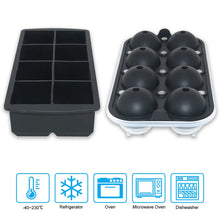 Cargar imagen en el visor de la galería, PACK Molde para hacer bolas de hielo con esfera de whisky grande Premium de fácil liberación BHD, bandeja redonda de silicona para cubitos de hielo de 8 cavidades y 2 pulgadas con tapa.