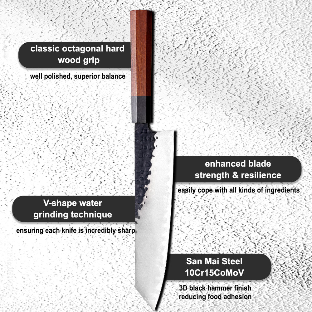 Cuchillo Kiritsuke #9, acero al carbono de tres capas AUS-10.