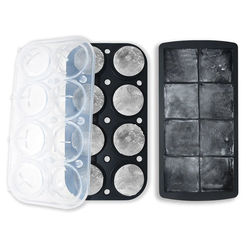 PACK Molde para hacer bolas de hielo / cubos de 8 cavidades y 2 pulgadas con tapa.