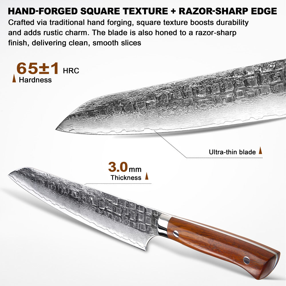 Cuchillo Santoku #6 Japones, 67 capas de acero Damasco forjado