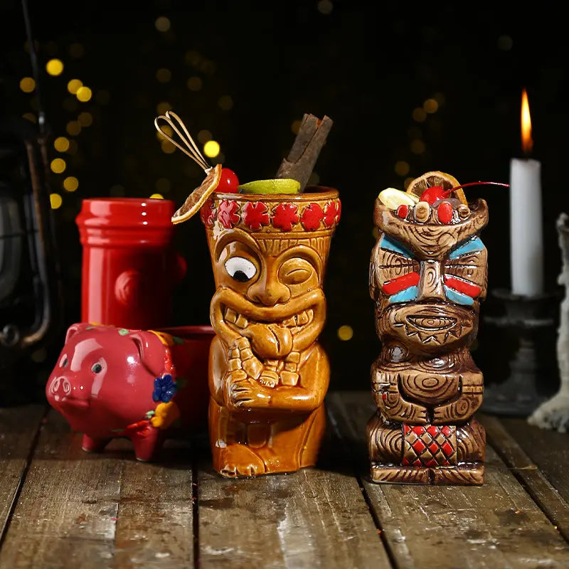 TIKi taza 420ml de cerámica Luau fiesta Tiki taza Drinkware