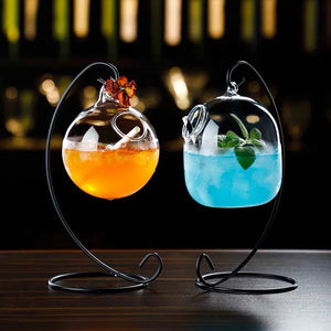 Vaso de Cóctel único para Pub, vaso colgante de vidrio para Martini con soporte.