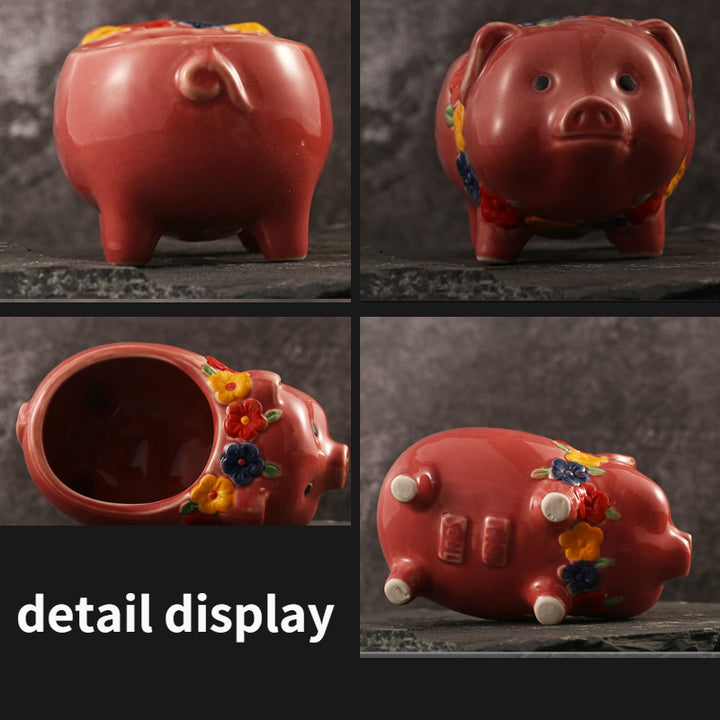 Tiki ceramica con forma de cerdo rojo 460ml.