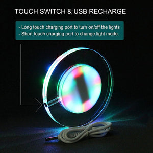 Posavasos LED para bebidas, LAFEINA USB recargable luz hasta posavasos acrílico (redondo RGB)