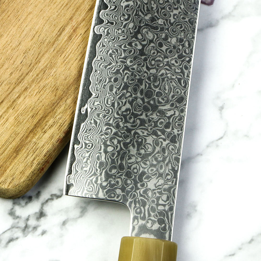 Cuchillo Buffalo Santoku #7, Acero Damasco de 67 Capas.