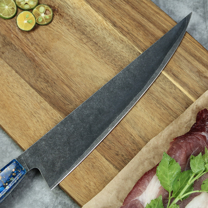 Cuchillo Chef #8,  3 capas-10Cr15MoV, Mango de Resina Azul