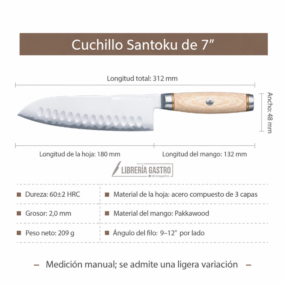 Cuchillo Santoku 7″ LUMEN – Núcleo 10Cr