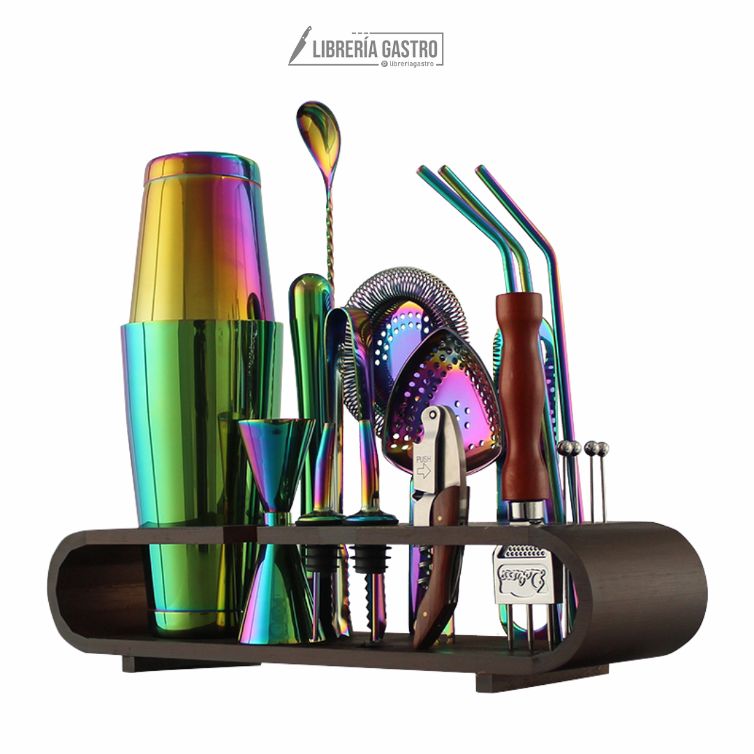 Kit Profesional Bartender, 20pzs acero Premium Multicolor.