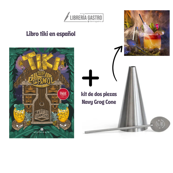 PACK Libro tiki en Español y kit de dos piezas Navy Grog Cone.
