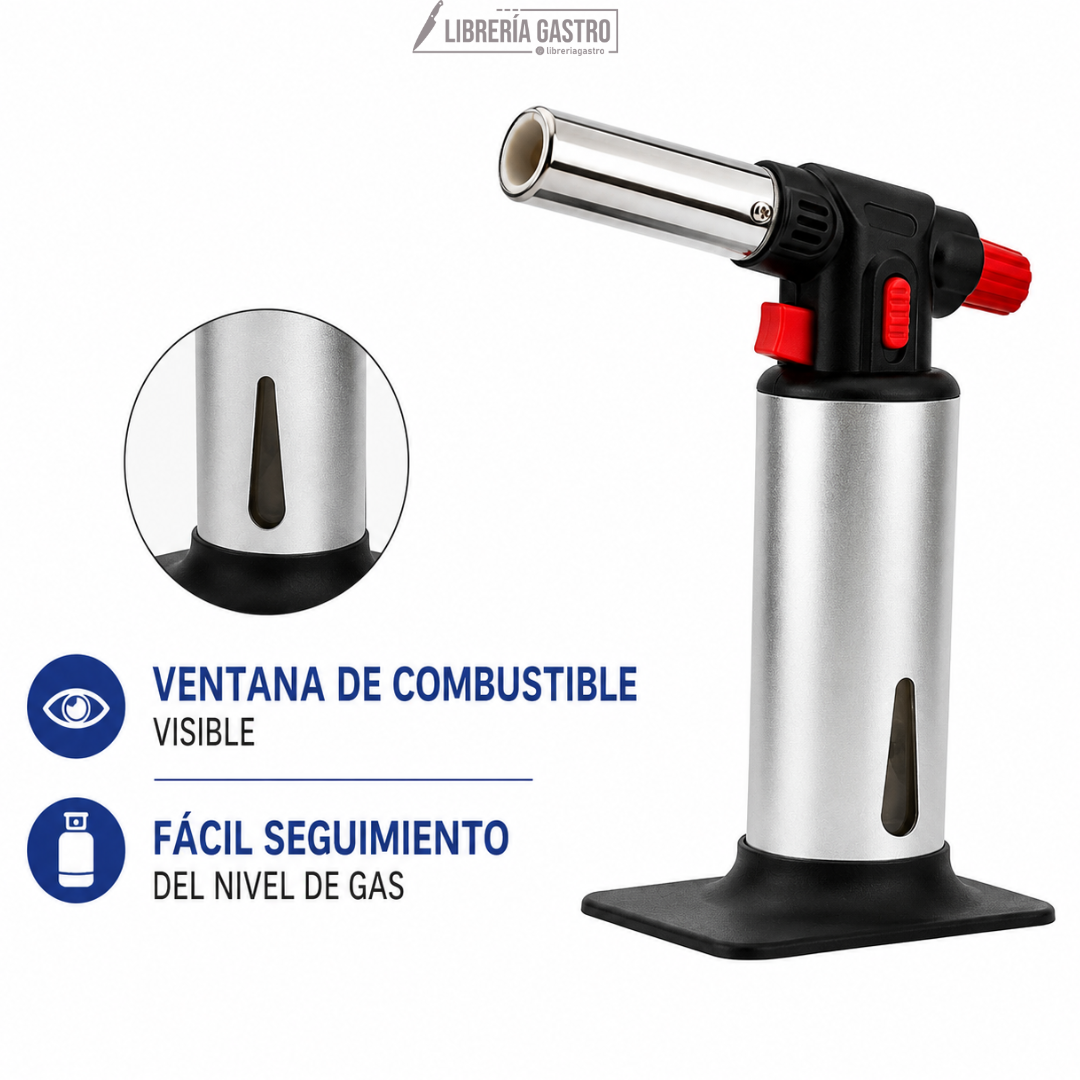 Soplete con ventana de visualización de combustible, recargable 1300 °