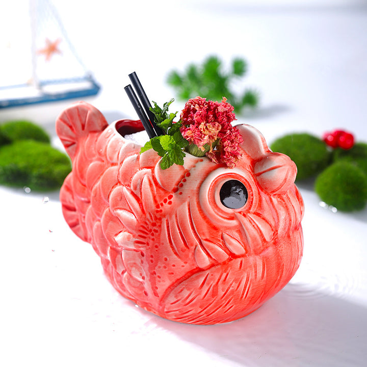 Tiki creativa de piraña 3D  660ml, flujo de pescado aterrador, TIKI, sirena.