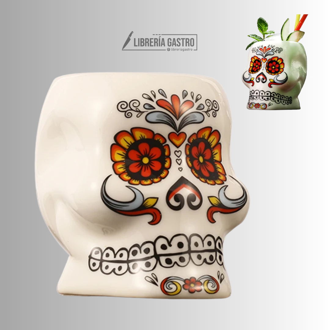 Soul-taza Tiki de cerámica, calavera y flores 450ml (15oz)