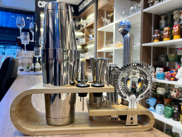 Kit Bartender de acero 17 piezas acero con base curva