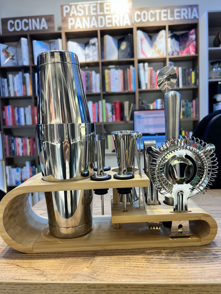 Kit Bartender de acero 17 piezas acero con base curva