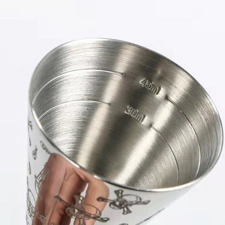 JIGGER ALTO 30/60 ML DISEÑO JAPONES SKULL SILVER