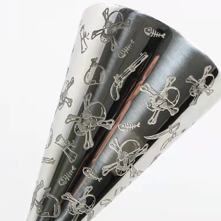 JIGGER ALTO 30/60 ML DISEÑO JAPONES SKULL SILVER