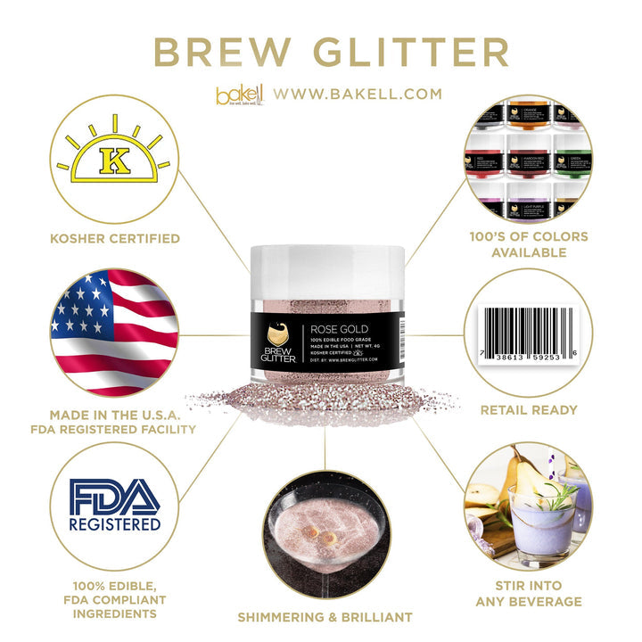 Brew Glitter oro rosa 4 g | Brillo de bebida de cóctel