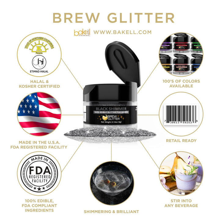 Black Shimmer Brew Glitter 4 g| Cocktail Beverage Glitter