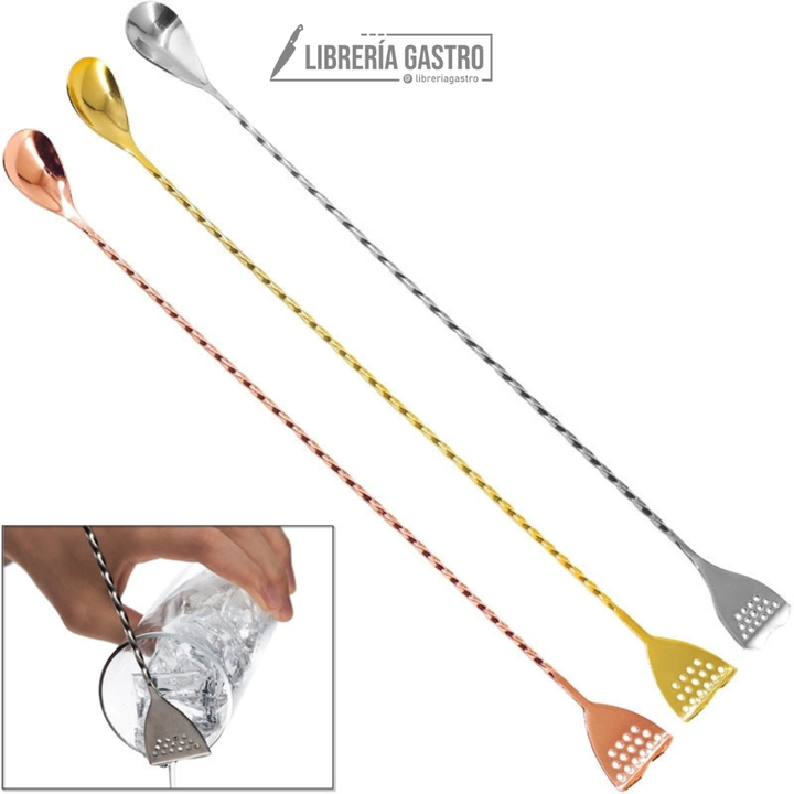 Cuchara Estilo japonés con colador silver, 40cm.