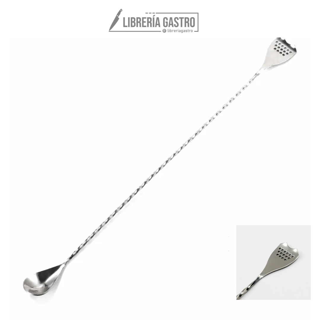 Cuchara Estilo japonés con colador silver, 40cm.