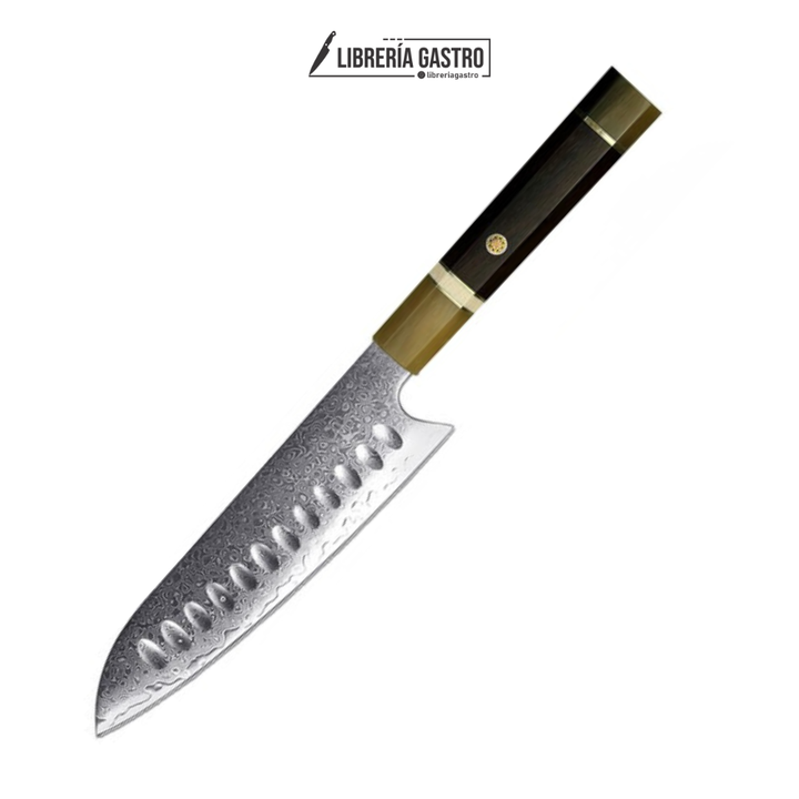 Cuchillo Buffalo Santoku #7, Acero Damasco de 67 Capas.