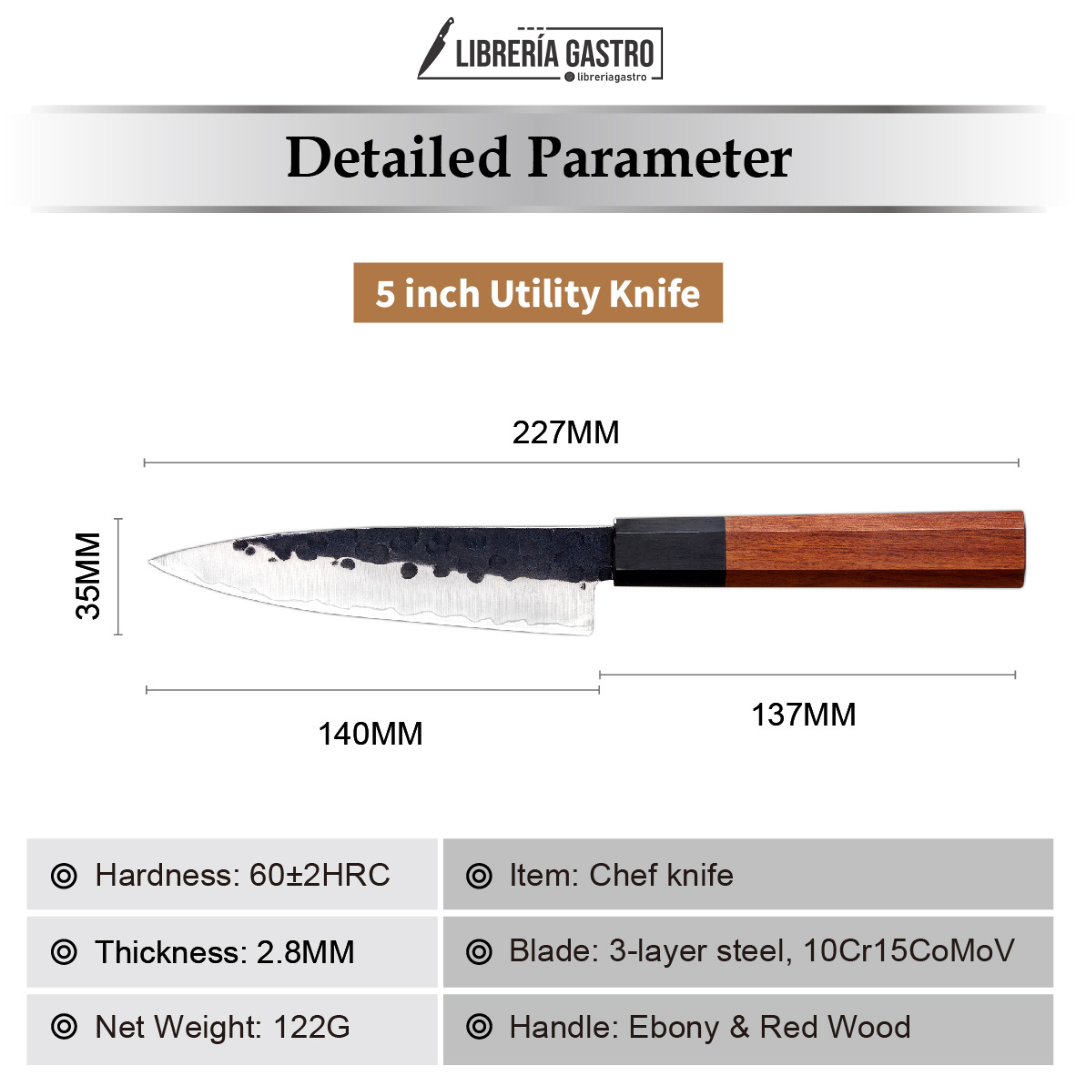 Cuchillo Utilitario #5, acero al carbono de tres capas AUS-10.