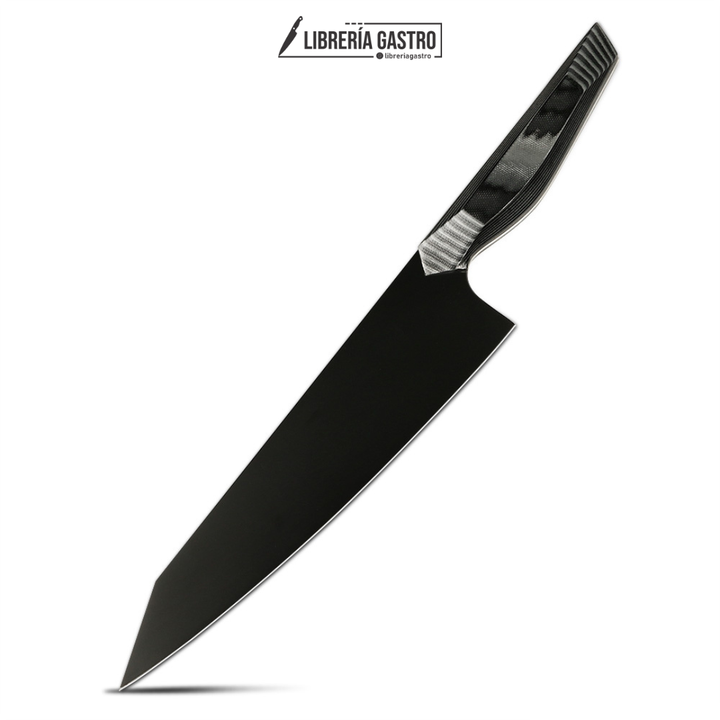 Cuchillo Kiritsuke negro mate #8, acero 440C con revestimiento de titanio invertido