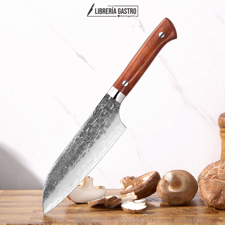 Cuchillo Santoku #6 Japones, 67 capas de acero Damasco forjado
