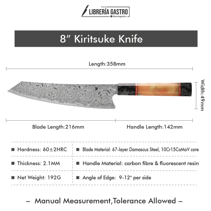 Cuchillo Kiritsuke #8, Damasco de alta calidad de 67 capas, 10Cr15CoMoV